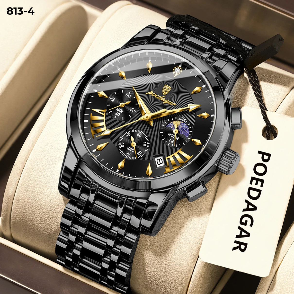 Reloj Poedagar metálico análogo hombre