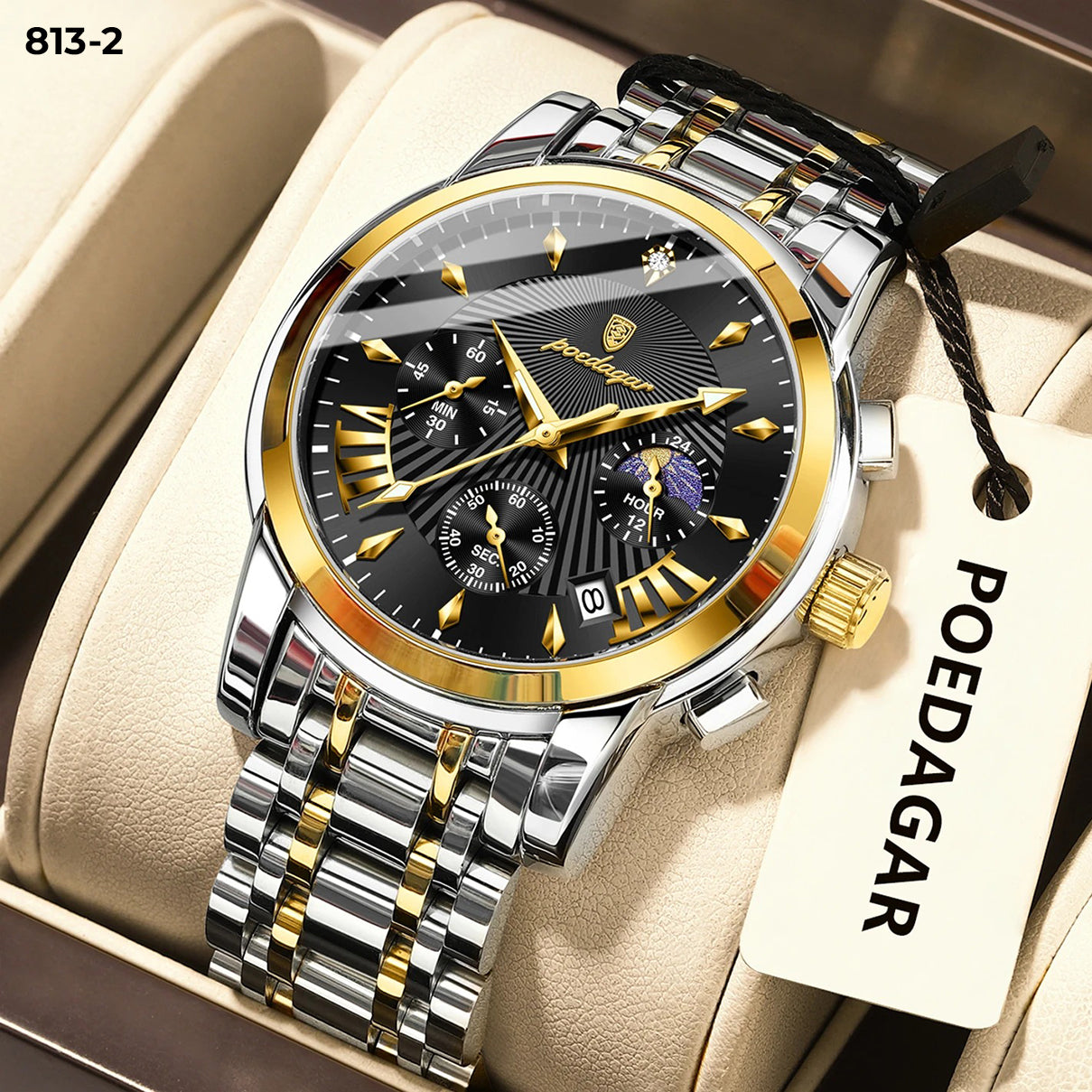 Reloj Poedagar metálico análogo hombre
