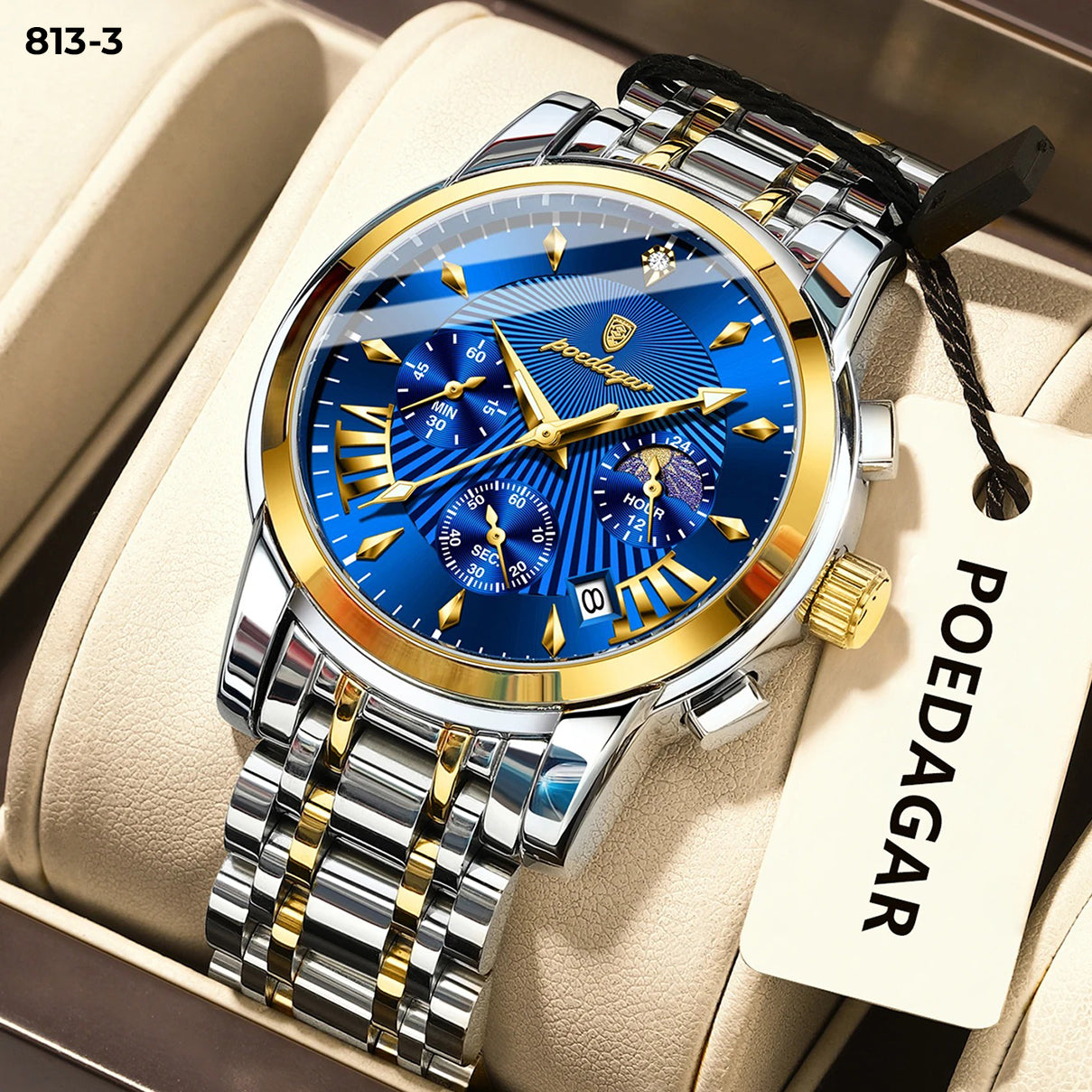 Reloj Poedagar metálico análogo hombre