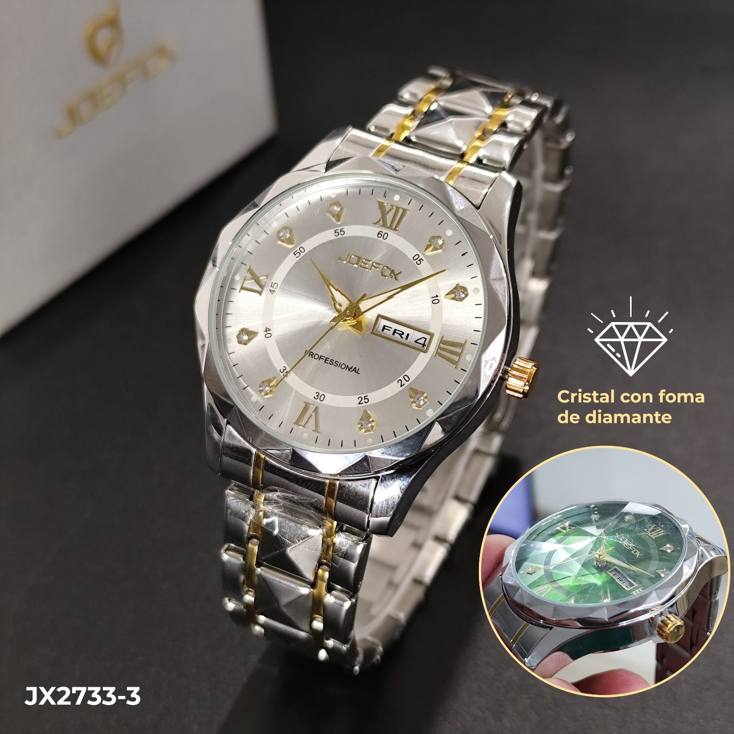 Reloj Poedagar Joefox calendario cristal hombre Original