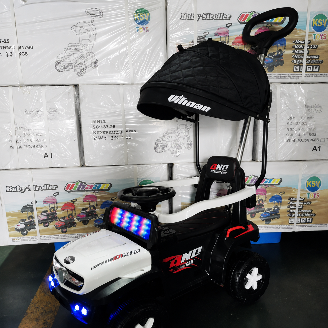 Carro Paseador Rubicon 3 en 1 Giratorio con Capota y Luces LED para Niños 1–4 Años - Image 2