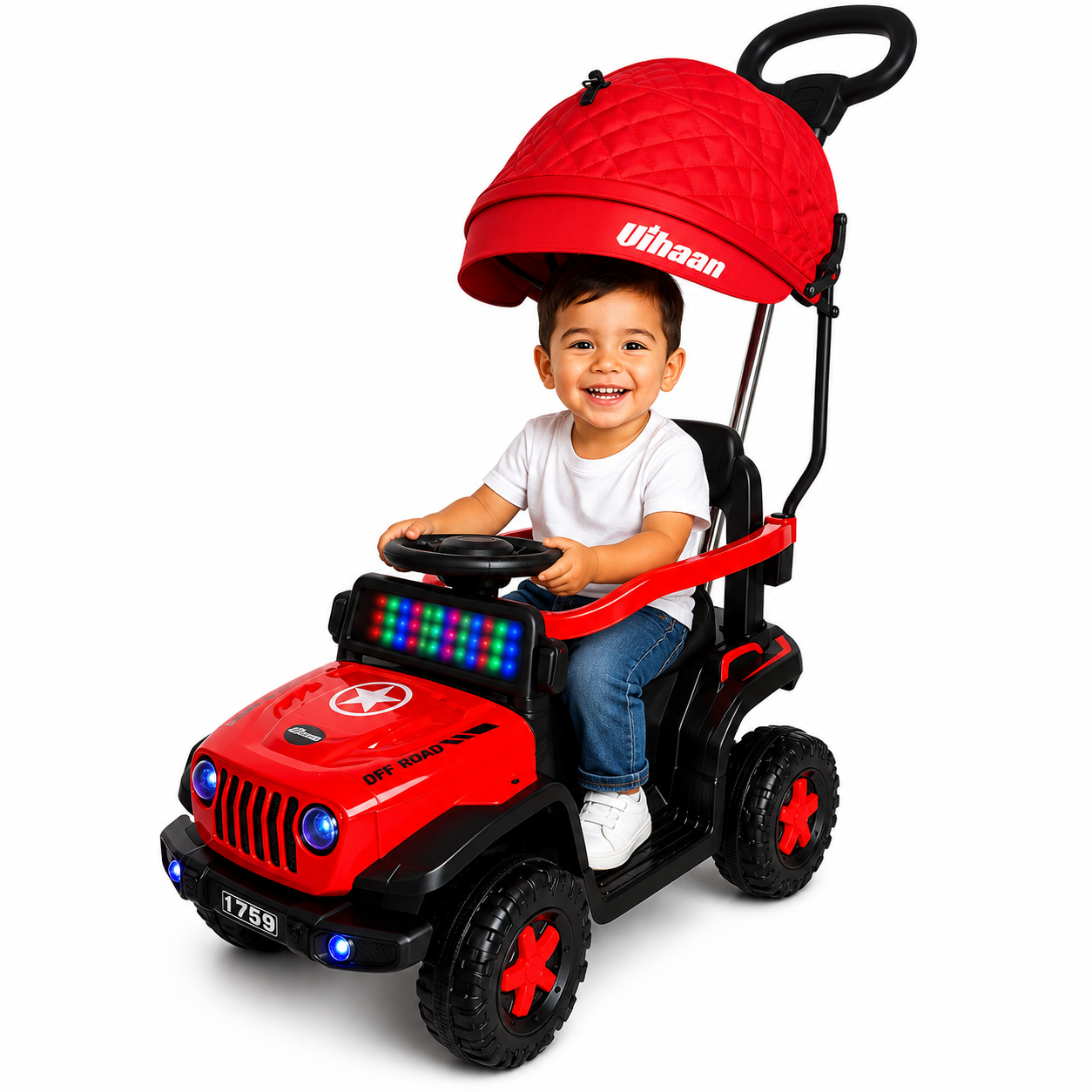 Carro Paseador Rubicon 3 en 1 Giratorio con Capota y Luces LED para Niños 1–4 Años - Image 2