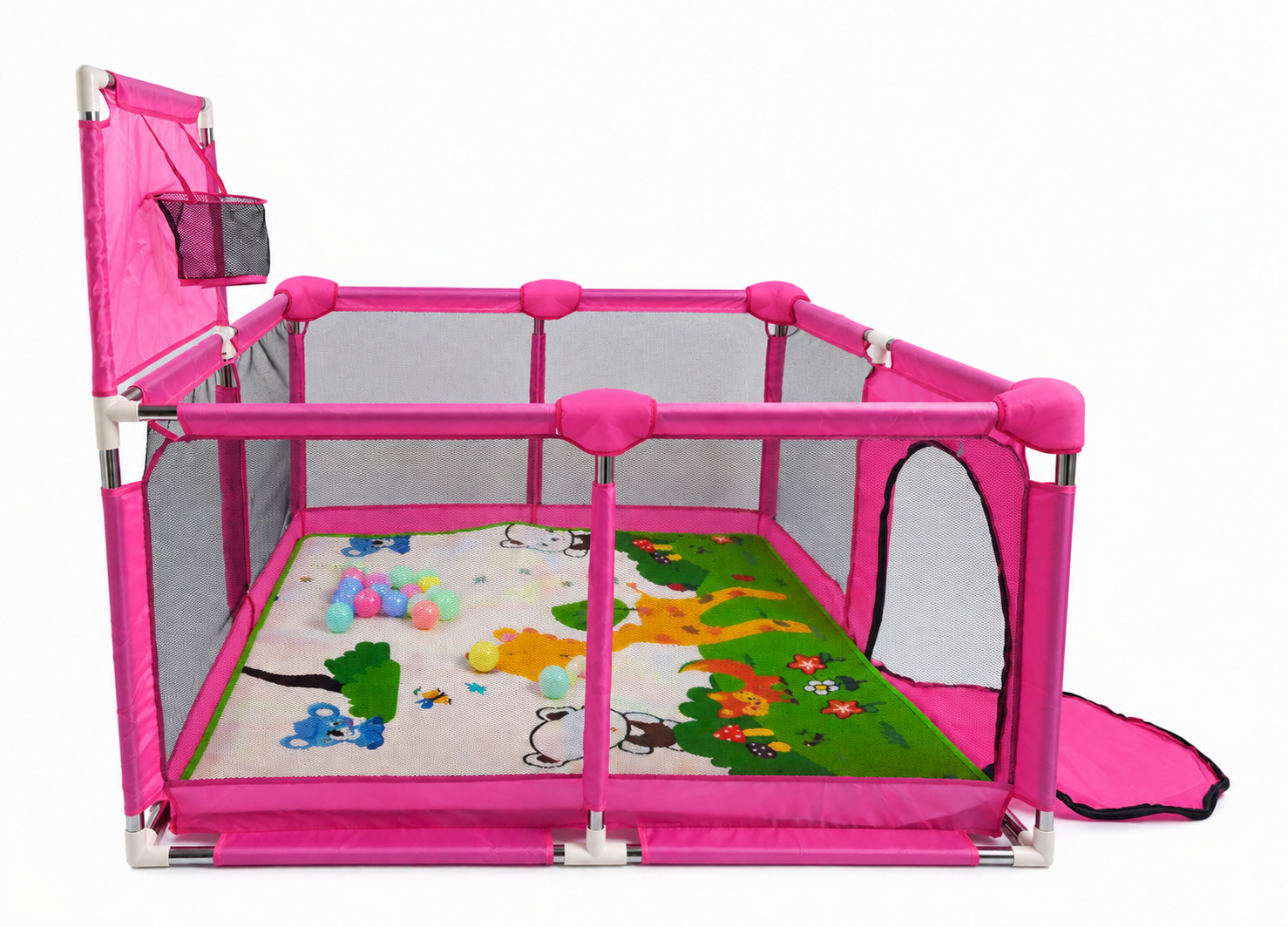 Corral de Juegos Infantil Mediano – Con Tapete y Pelotas Rosado
