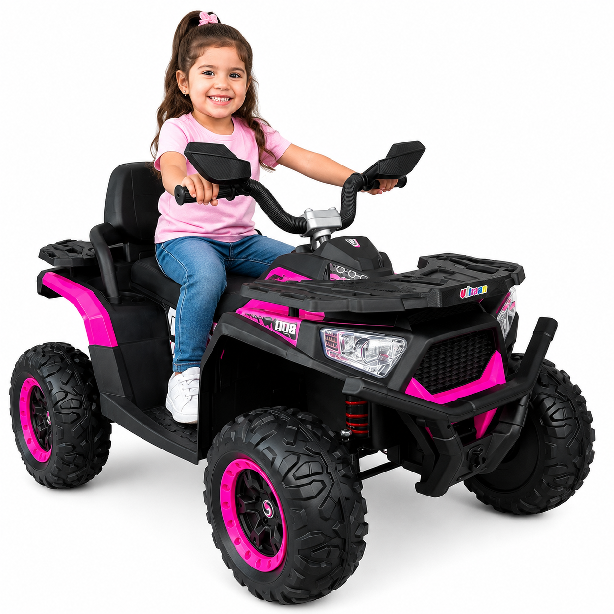 Cuatrimoto Eléctrica Infantil 12V con 4 Motores, Control Remoto y Llantas de Goma