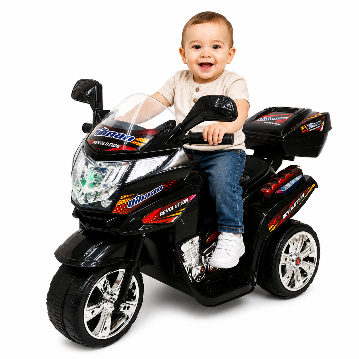 Trimoto Eléctrica Infantil 6V con Bluetooth, Luces LED y Baúl Trasero