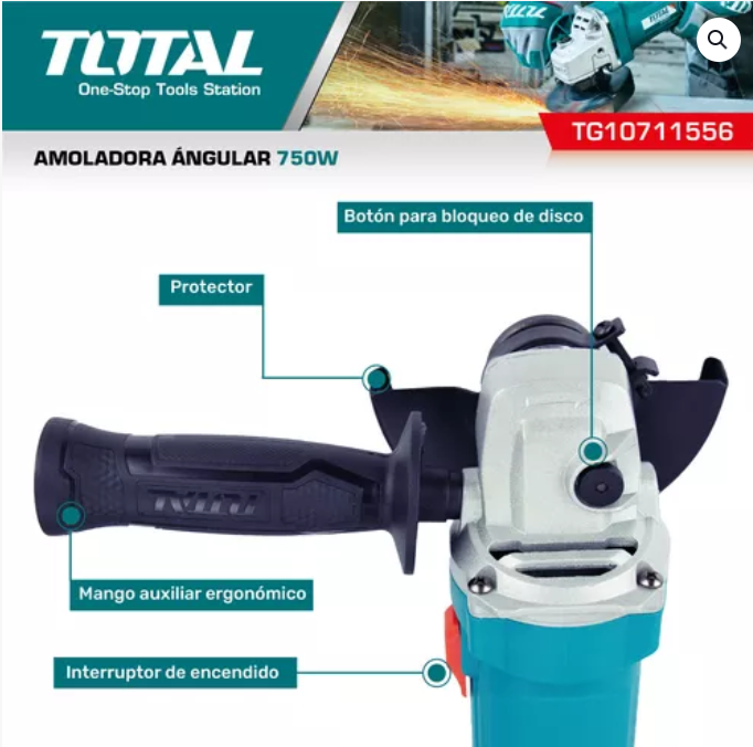 Pulidora Angular Total 710W – Industrial 4 1/2” - Image 2