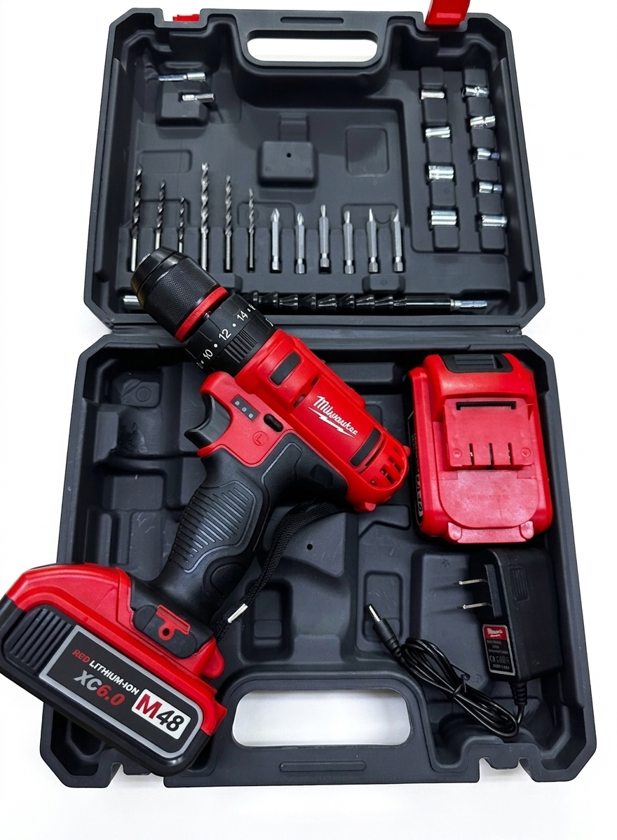 Taladro Percutor Inalámbrico Milwaukee 48V – Mandril Metálico con Pantalla LED