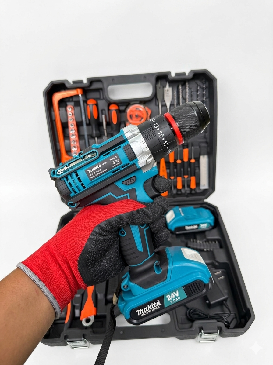 Taladro Percutor Inalámbrico Makita 24V – Con Maletín y Accesorios - Image 4