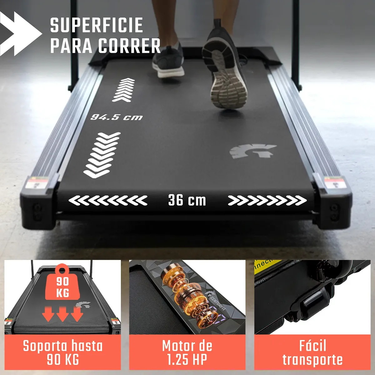 Caminadora Eléctrica Portátil Centurfit 1.5HP – Walking Pad con Bluetooth - Image 4