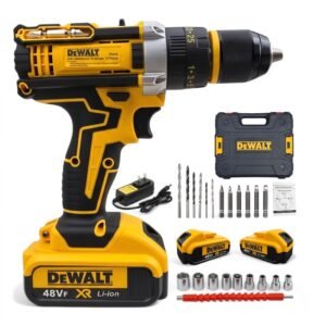 Taladro Percutor Inalámbrico DeWalt 48V – Mandril Metálico con Accesorios