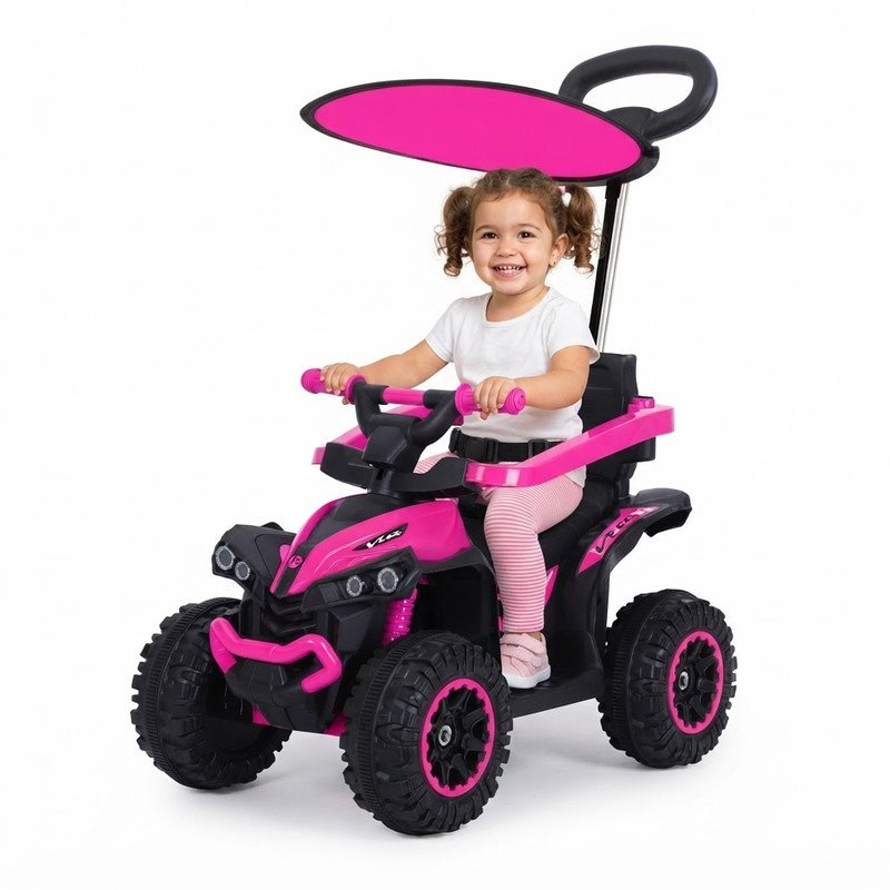 Carro Montable Paseador Infantil 3 en 1 sin Motor con Manija y Aro de Seguridad