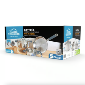 Batería de Cocina Home Elements – Acero Inoxidable 5 Piezas