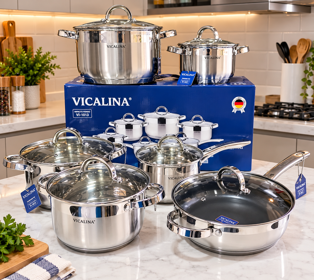 Batería de Ollas 4 Vicalina VL-1013 – Acero Inoxidable